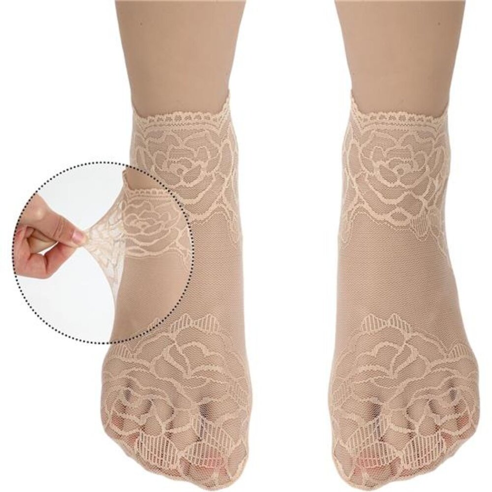 5 Pairs Lace Socks Women Sexy Mesh Sheer Ankle Socks Cute Fishnet Ruffle - Picture 2 of 8